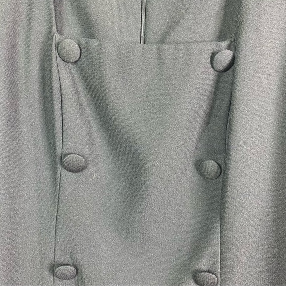 AnnTaylor Vintage Black Double Button Sheath Dress 4 - Picture 4 of 11